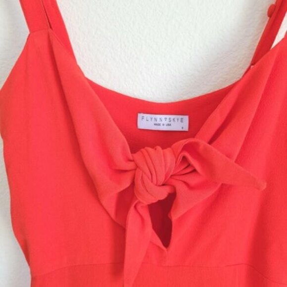 Flynn Skye Joelle Red Hot Summer Jumpsuit Womens Small Straight Leg front tie - Picture 4 of 12